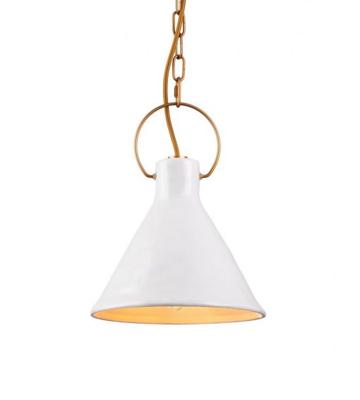Ivy Porcelain Pendant White & Gold