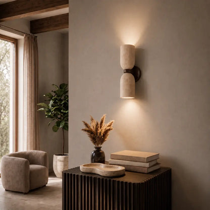 Kario 2LT Travertine Wall Light