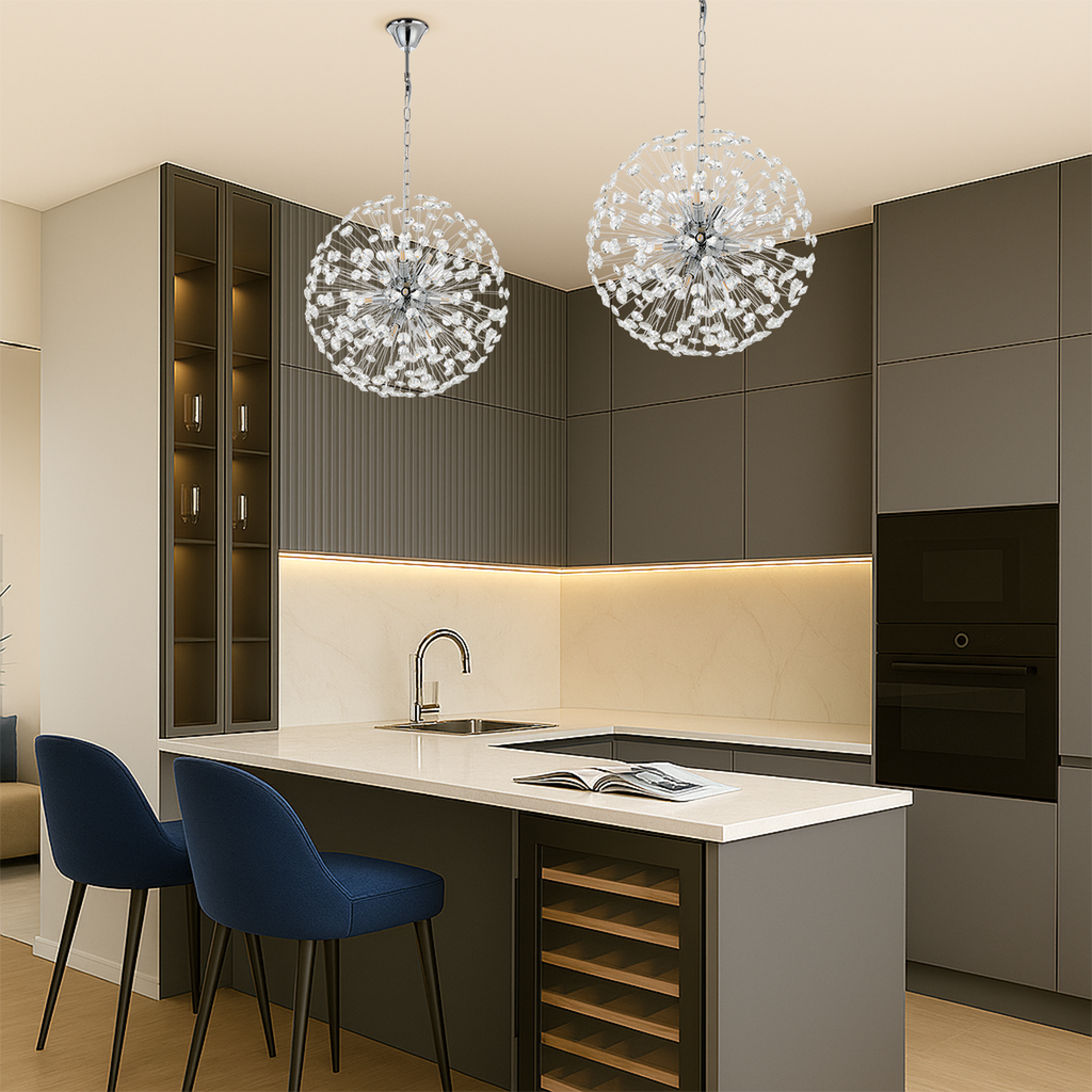 Lerida 9LT Round Chrome Pendant