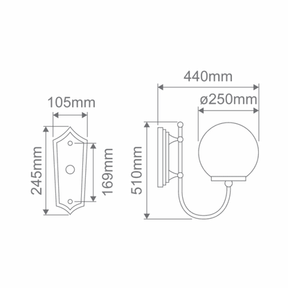 Lisbon Sphere Exterior Wall Light