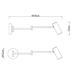 Beatrice Swingarm Wall Light with Charging Ports