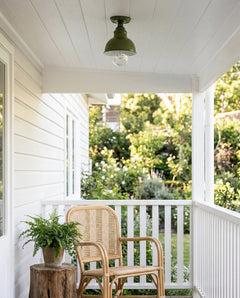 Parkway Small Outdoor Ceiling Light in Olive Green