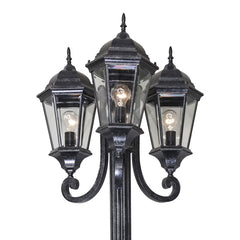 Junction 3 Head Outdoor Garden Post Light Antique Black