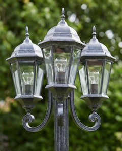 Junction 3 Head Outdoor Garden Post Light Antique Black