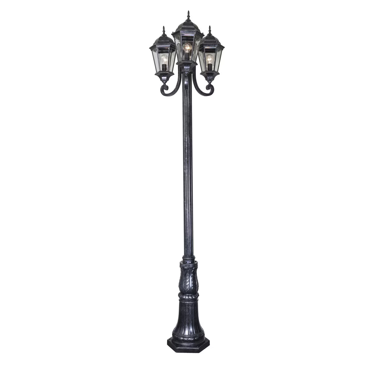 Junction 3 Head Outdoor Garden Post Light Antique Black