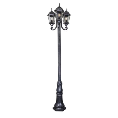 Junction 3 Head Outdoor Garden Post Light Antique Black