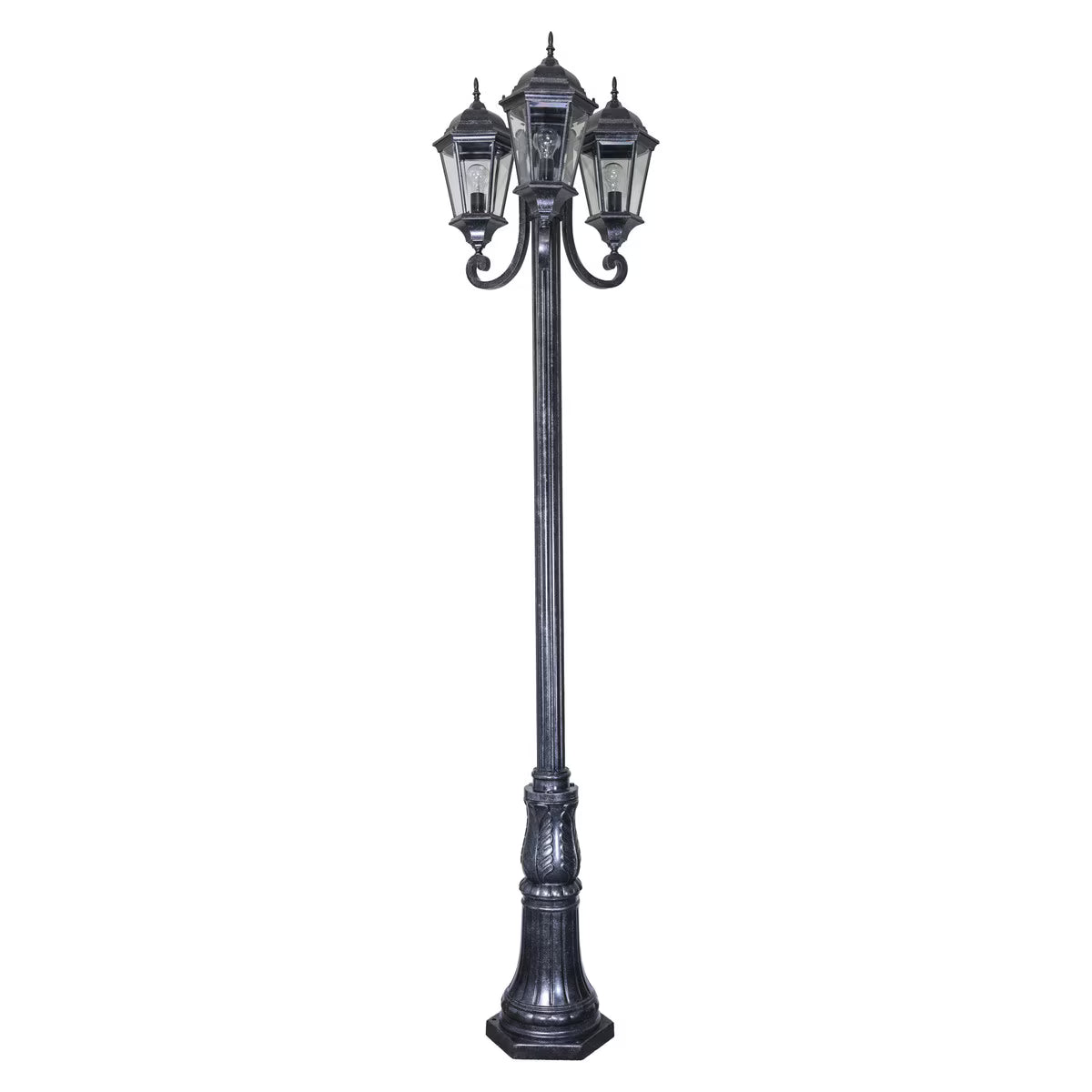 Junction 3 Head Outdoor Garden Post Light Antique Black