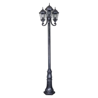 Junction 3 Head Outdoor Garden Post Light Antique Black