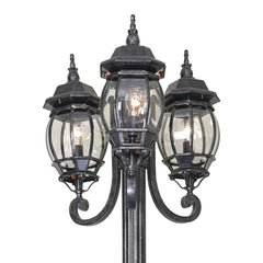 Flinders 3 Head Outdoor Garden Post Light Antique Black