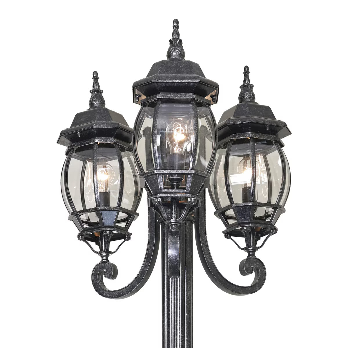 Flinders 3 Head Outdoor Garden Post Light Antique Black