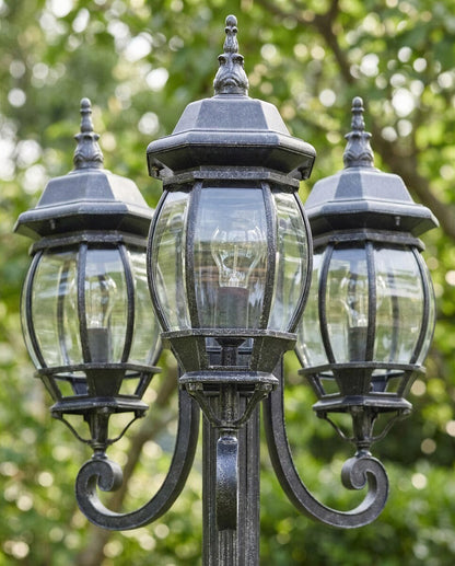 Flinders 3 Head Outdoor Garden Post Light Antique Black