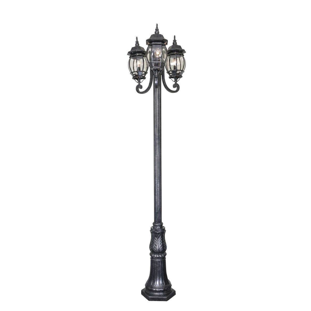Flinders 3 Head Outdoor Garden Post Light Antique Black