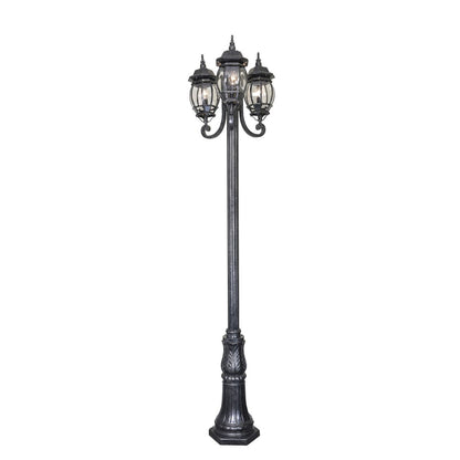Flinders 3 Head Outdoor Garden Post Light Antique Black