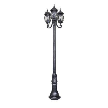 Flinders 3 Head Outdoor Garden Post Light Antique Black