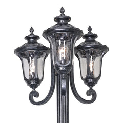 Waterford 3 Head Outdoor Garden Post Light Antique Black
