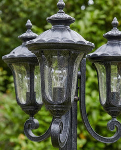Waterford 3 Head Outdoor Garden Post Light Antique Black