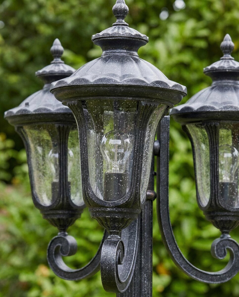 Waterford 3 Head Outdoor Garden Post Light Antique Black