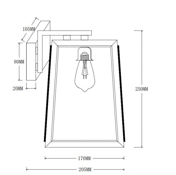 London Solid Brass Exterior Wall Light Black