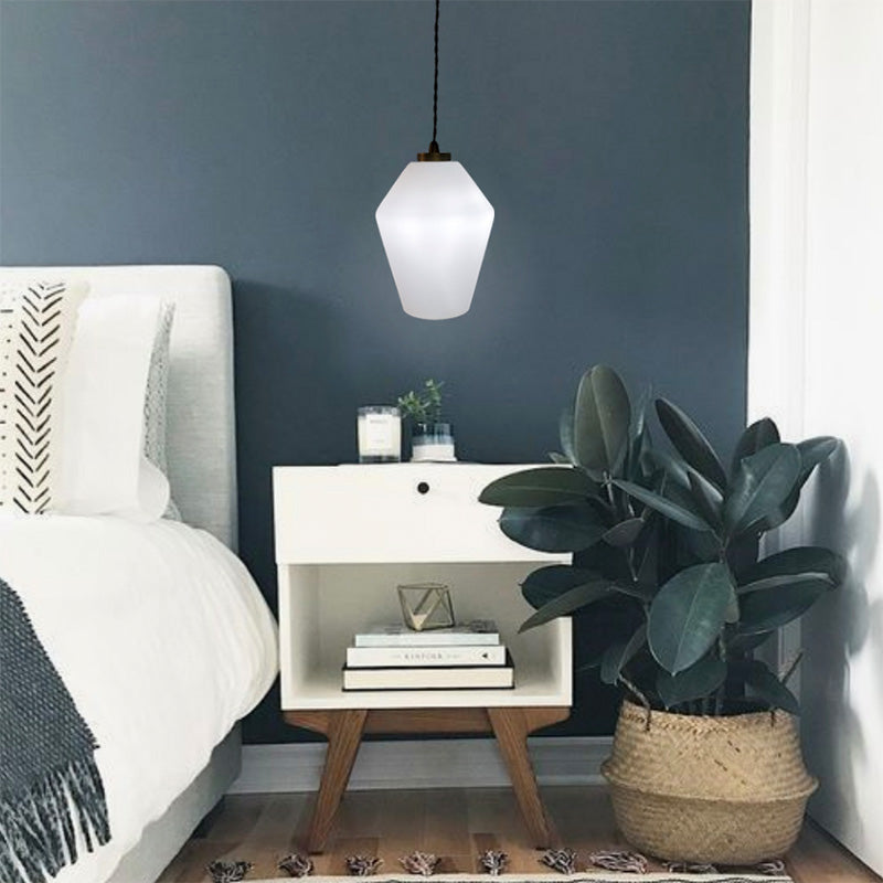Parlour Geo Pendant Light Iron & White