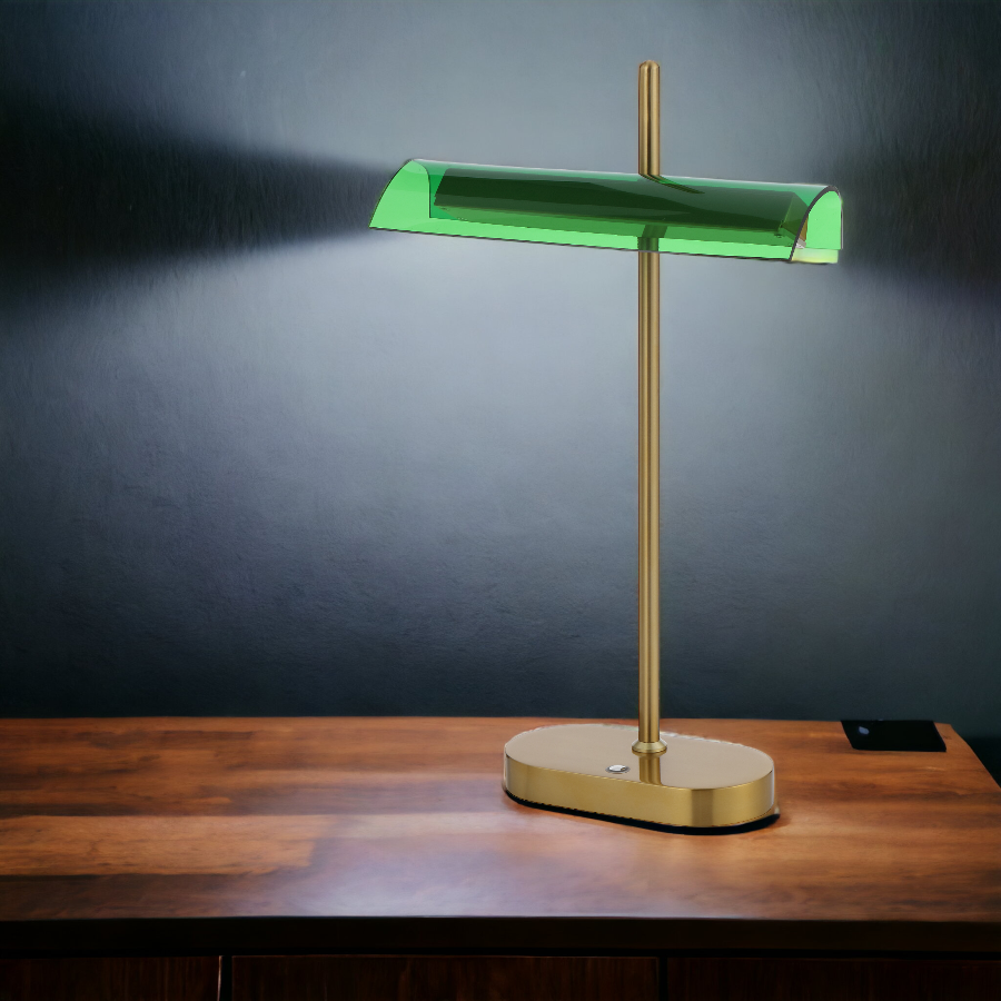 Lyman LED Table Lamp Antique Gold & Green