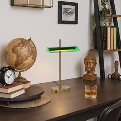 Lyman LED Table Lamp Antique Gold & Green