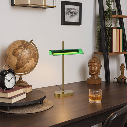 Lyman LED Table Lamp Antique Gold & Green