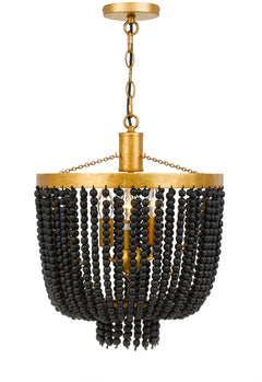 Maddisson 3LT Beaded Pendant Black and Gold