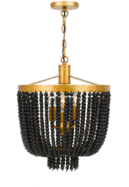 Maddisson 3LT Beaded Pendant Black and Gold