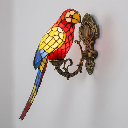 Red Macaw Tiffany Wall Light