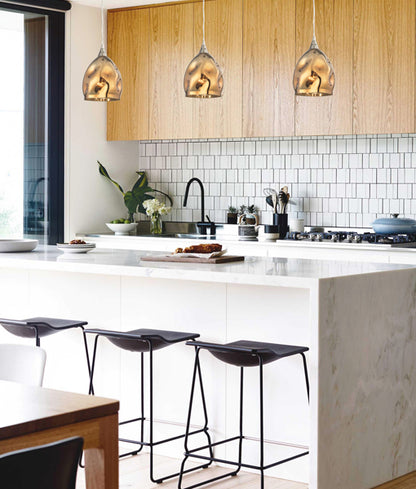 Ordito Pendant Chrome with Gold Plated Glass