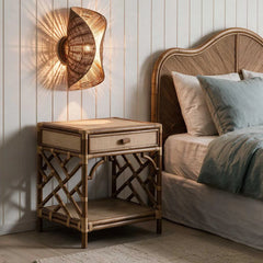 Crescent Rattan Wall Light