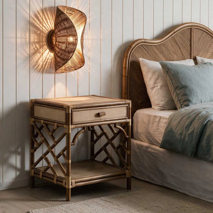 Crescent Rattan Wall Light