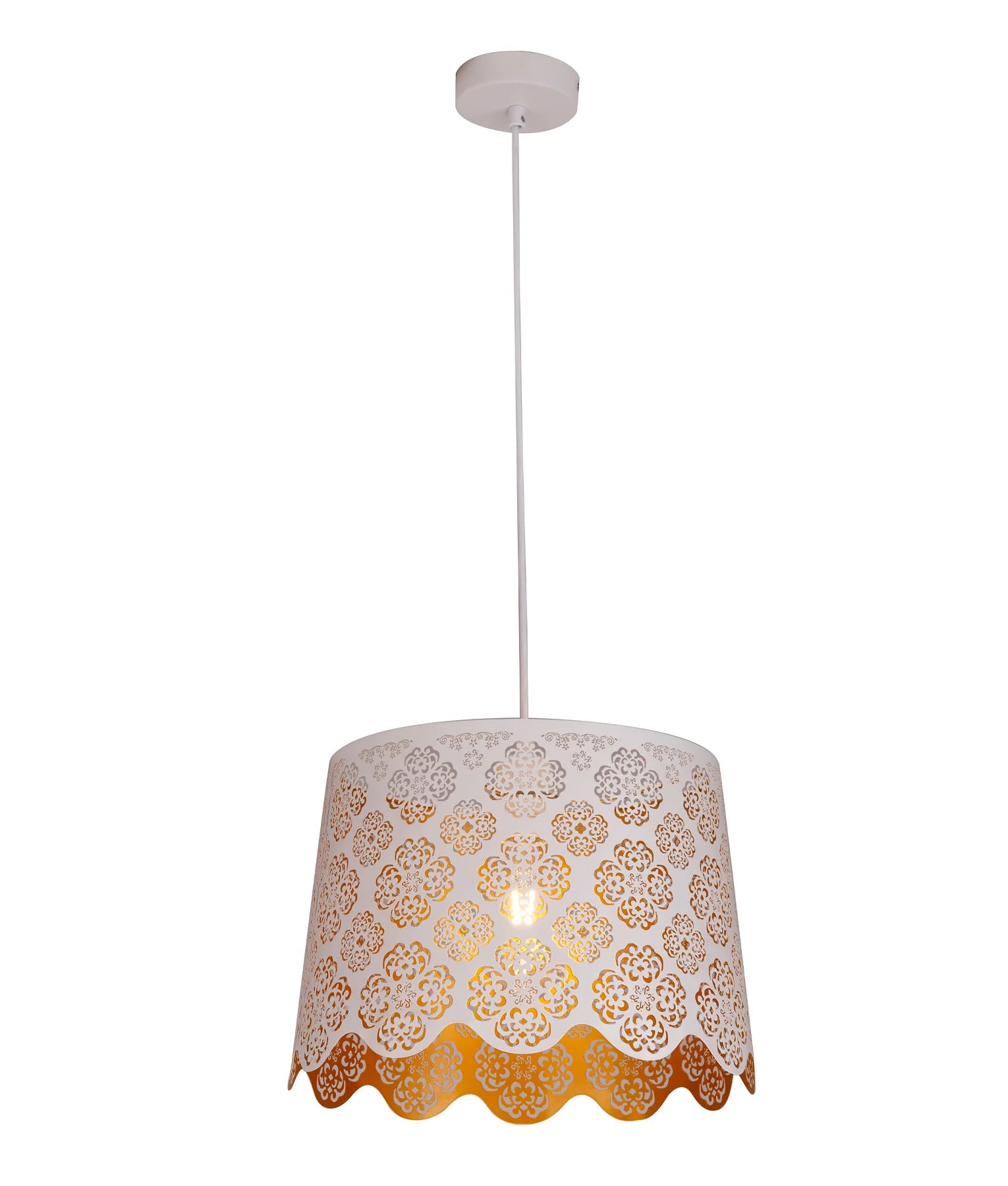 Penshade Scalloped Floral Pendant White