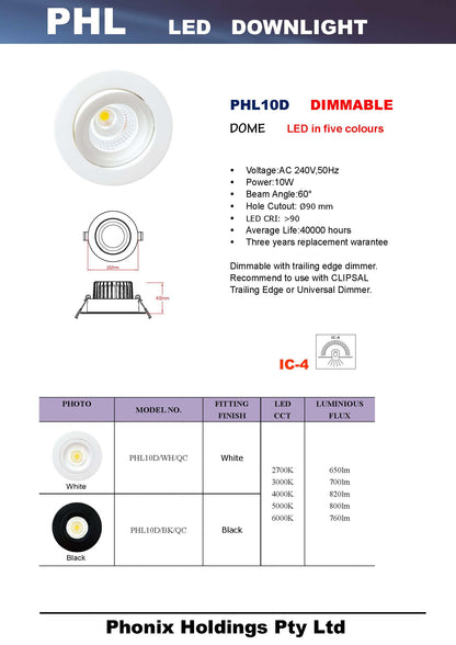 PHL10D LED Downlight White