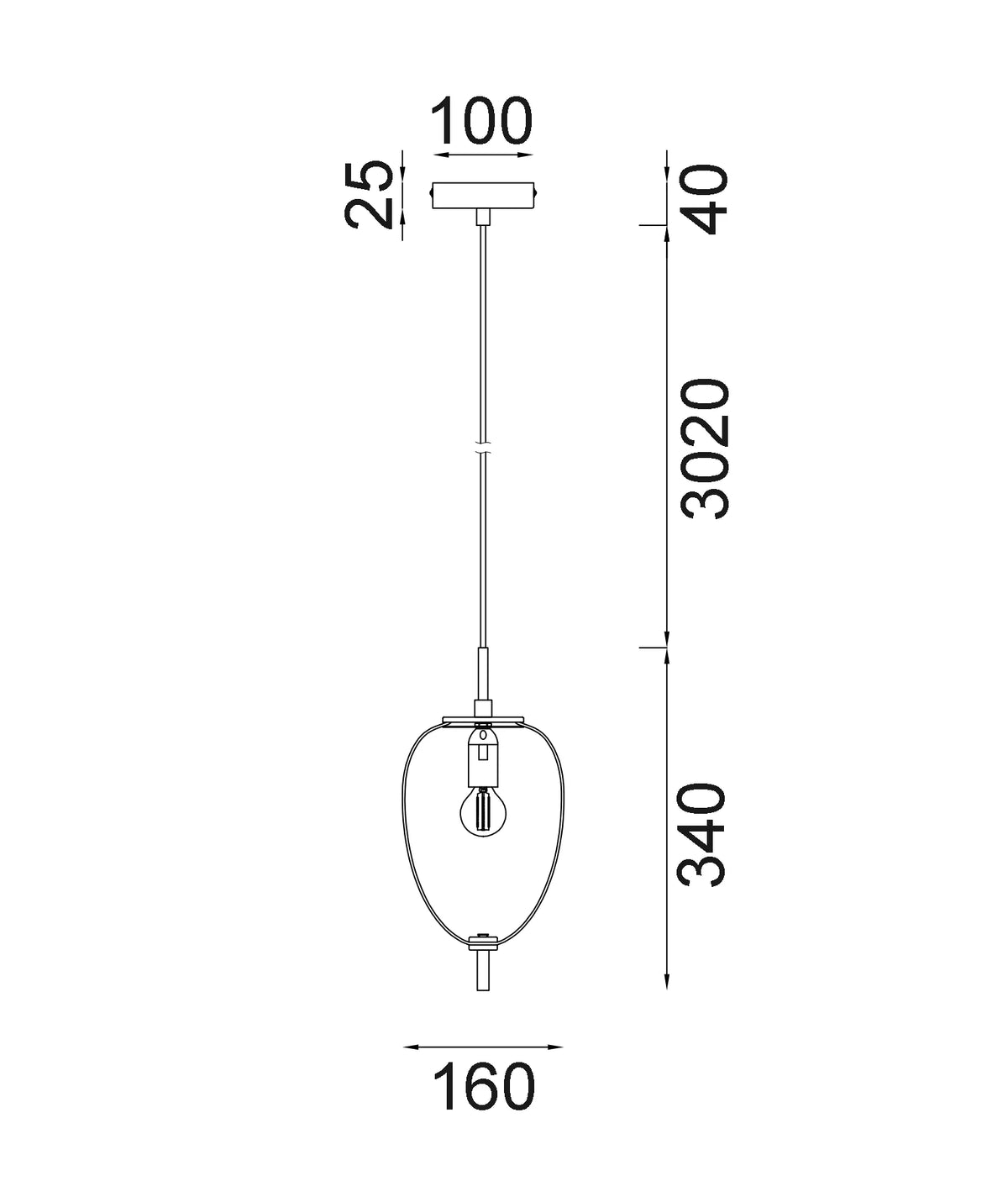 Pino Oval Smoke Pendant
