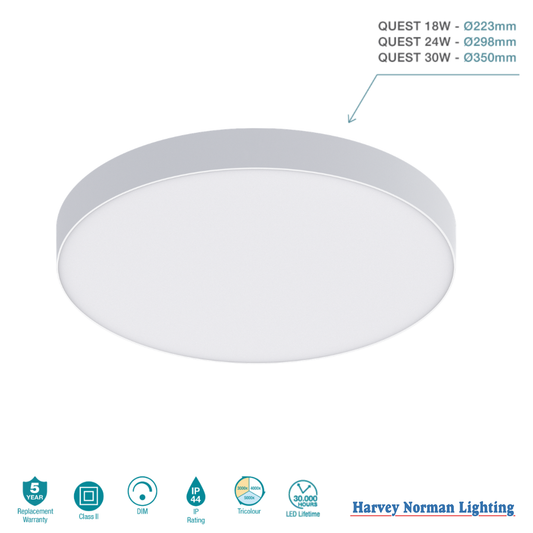 Quest 18W / 24W / 30W LED Ceiling Light Tricolour