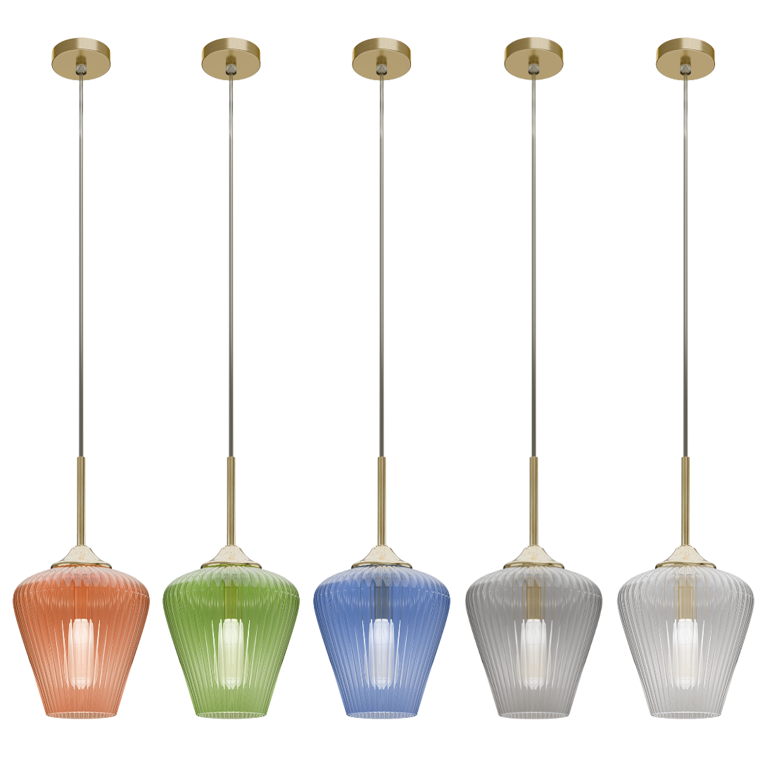 Ribbon Fluted Glass 230mm Pendant Light