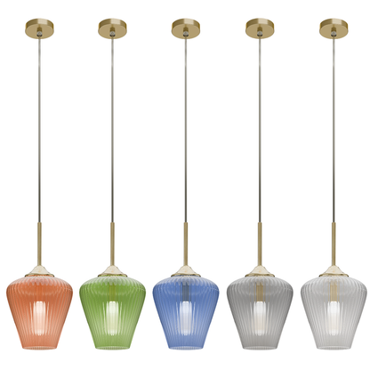Ribbon Fluted Glass 230mm Pendant Light