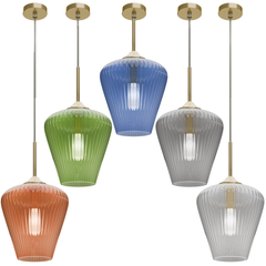 Ribbon Fluted Glass 280mm Pendant Light