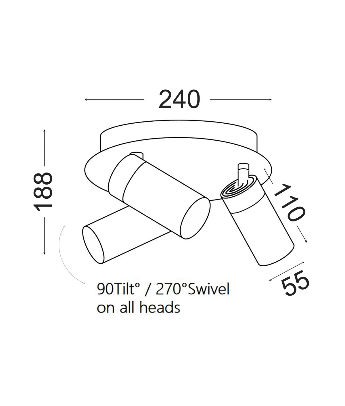 Sakup 3LT Round Adjustable Spotlight Plate White