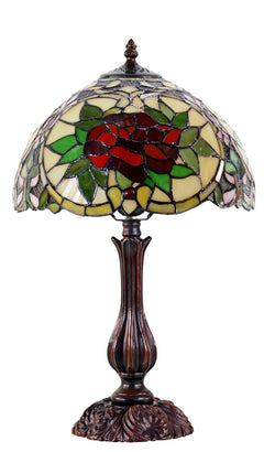 Red Camellia Tiffany Table Lamp Small