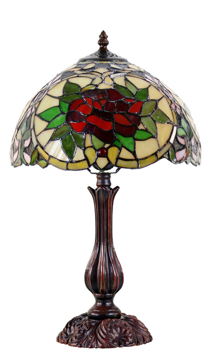 Red Camellia Tiffany Table Lamp Small