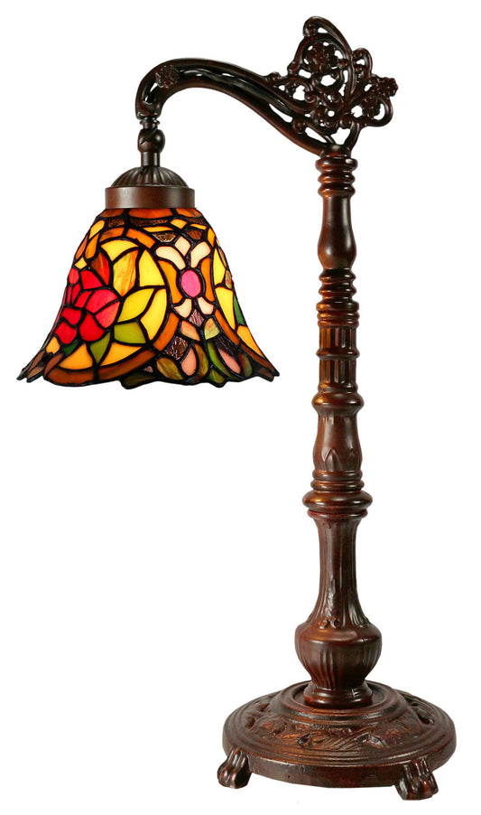 Red Camellia Tiffany Edwardian Table Lamp