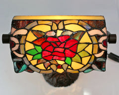 Red Camellia Tiffany Bankers Table Lamp