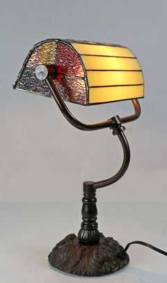 Red Camellia Tiffany Bankers Table Lamp