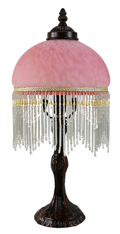 Beaded Victorian Table Lamp Pink