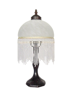 Beaded Victorian Table Lamp White