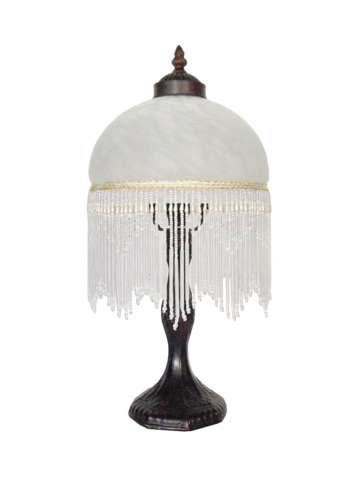 Beaded Victorian Table Lamp White