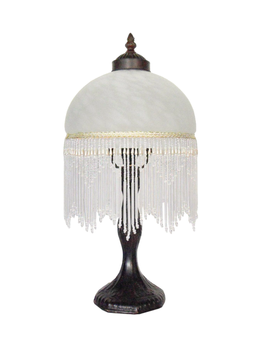 Beaded Victorian Table Lamp White