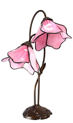 Lotus Twin Tiffany Table Lamp Pink